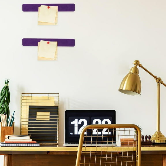 ROSENICE 6Pcs Rectangular Purple Felt Bulletin Board Strips for Message Posting Office Use 13X2X0.4In