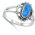 thumbnail image 4 of CHOOSE YOUR COLOR Bali Rope Blue Simulated Opal Wholesale Ring .925 Sterling Silver Band CZ Female Size 8, 4 of 4