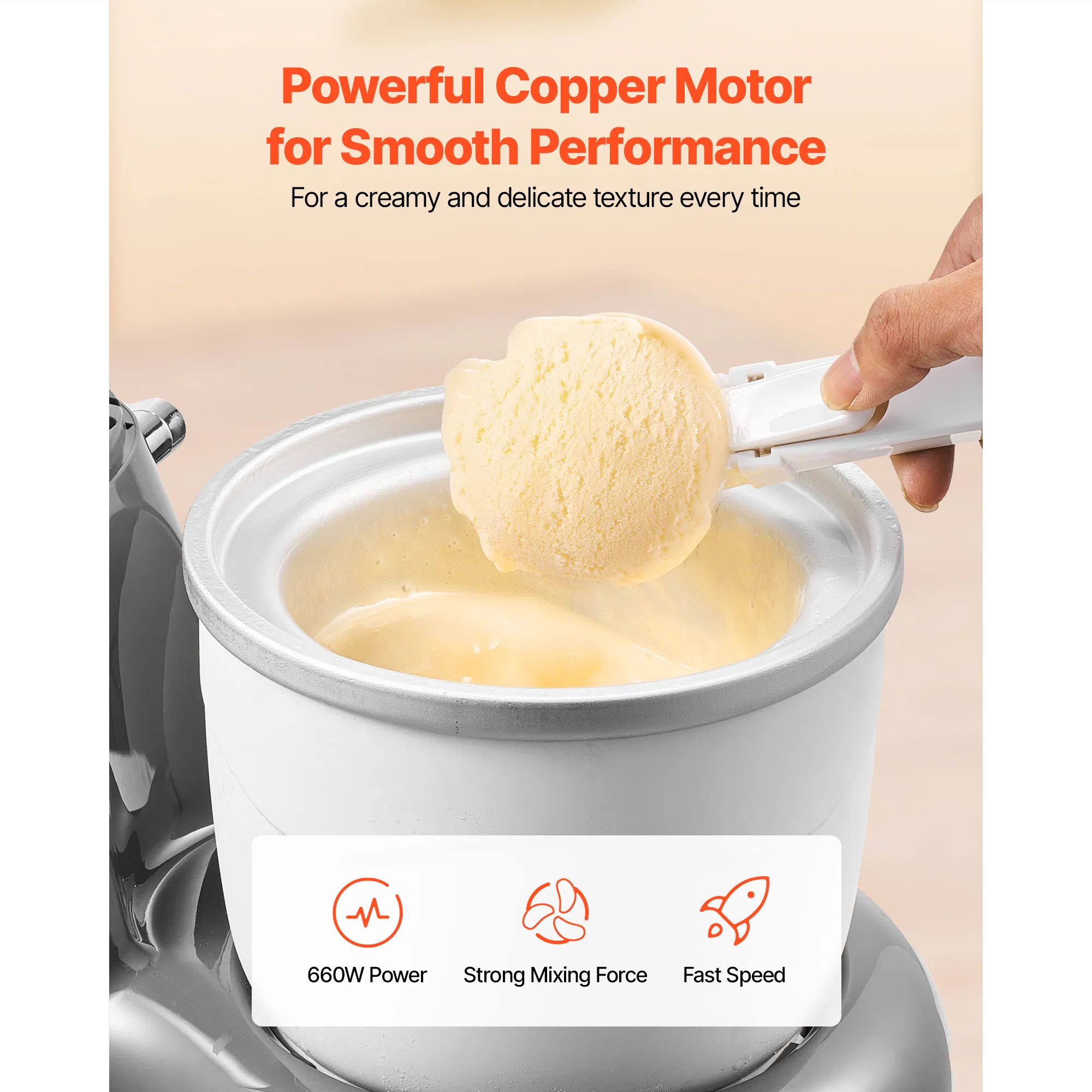 1.8 Qt Ice Cream Maker with 6-Speed Electric Stand Mixer LED Display Timer Mixing Paddle Dough Hook for Homemade Frozen Desserts Grey