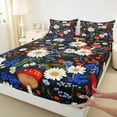thumbnail image 3 of Manfei White Groovy Flower Queen Sheet Sets, Rustic Plant Botanical Flat Sheet, Cartoon Mushroom Queen Fitted Sheet, Microfiber Bedroom Decor, 4 Pieces, 3 of 7