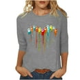 thumbnail image 2 of EQWLJWE Manches 3/4 pour Femmes Décontracté Chic Mode Féminine Manches Trois-Quarts Col Rond Rétro Imprimé Haut Ample Blouse Manches Trois-Quarts Vêtements d'Automne pour Femmes, 2 of 6