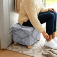 thumbnail image 5 of SCRAWLGOD Leaf Print Gray Ottoman Cover Square Stretch Ottoman Slipcover Thick Storage Footrest Stool Covers with Elastic Band Furniture Protector for Pets, 5 of 7