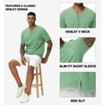 thumbnail image 4 of Taigaofy Men's Henley Shirt Classic Short Sleeve Lightweight Button Slim Fit T-Shirt Casual Top Green S, 4 of 7