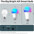 thumbnail image 3 of Matter Smart Light Bulb,1600LM 100W Smart Bulbs Work with Alexa/Apple Home/Google Home/SmartThings,   LED Color Changing Bulbs Music Sync, 2.4GHz Wi-Fi Light Bulbs LED 11W, A21 E26, 4Pack, 3 of 6