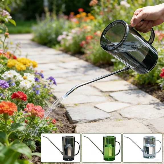 34 Oz Long Spout Watering Can for Indoor and Outdoor Plants with Detachable Sprinkler Head Gray Modern Garden Tool for Succulents and Flowers