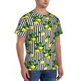 thumbnail image 2 of Bixox Men's Lemons on Striped Printed Short Sleeve Skinny Athletic T-Shirt, 2 of 6