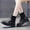 Black, variant on Jsaierl Women's Elastic Ankle Boots Chunky Block Heel Platform Lug Sole Combat Booties Shoes