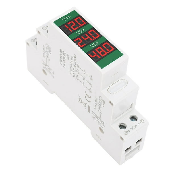 Voltímetro de Riel Din, Pantalla LCD de 3 Dígitos DC11-310V Medidor de VoltaJe de Riel Din IP20 Para Equipos Eléctricos