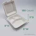 thumbnail image 4 of Northlight 3-Compartment Hinged White Take Out Containers - 8" - 200 Count, 4 of 5
