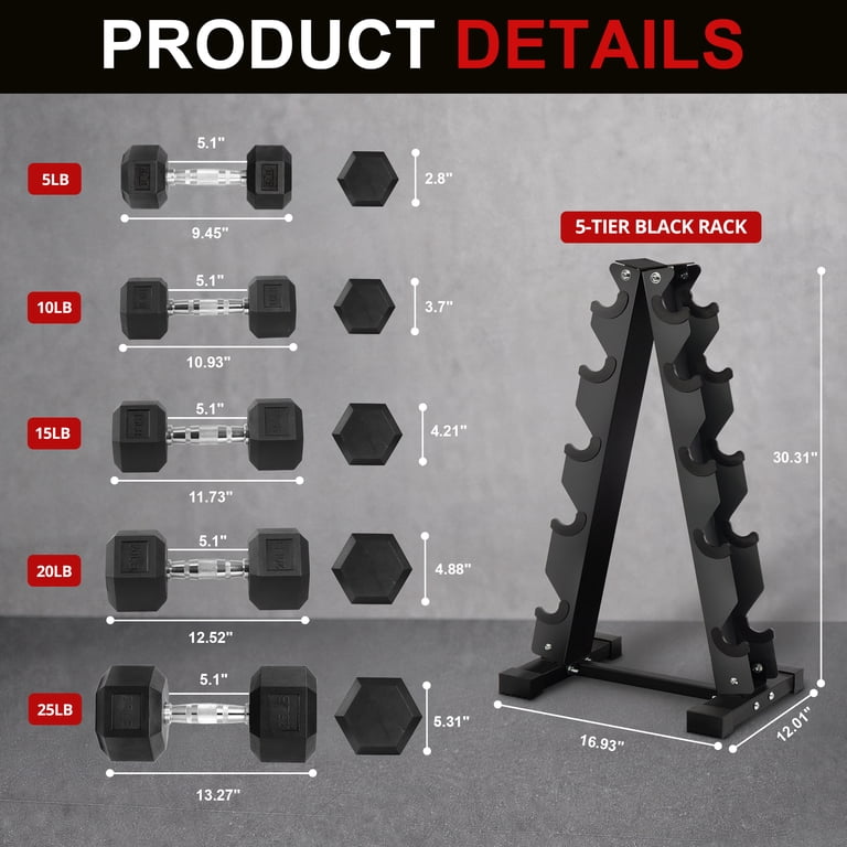 BalanceFrom 150 Lb Rubber Hex Dumbbell Set photo 2