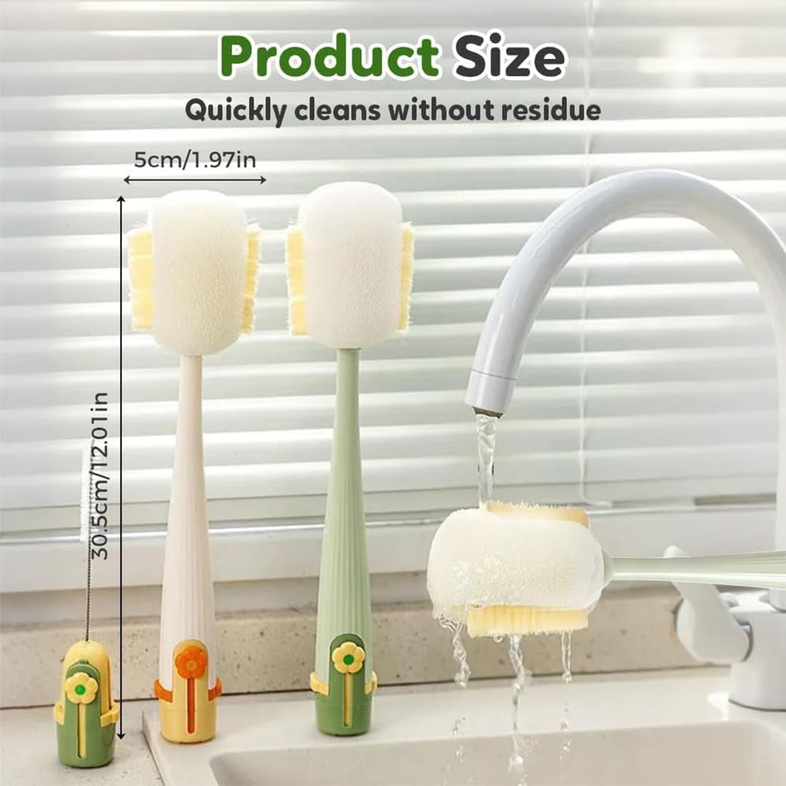 Multifunctional 5-in-1 Bottle Brush, Portable Long Handle Cleaning Brush Set for Travel Mugs, Cups, Lids and Straws, Durable Food-Grade Design for Daily Use