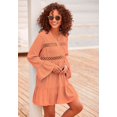 thumbnail image 3 of LASCANA Women's Flowy Flared Sleeve Dress Lace Trim, 3 of 6