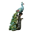 thumbnail image 1 of Estatua de pavo real, escultura de animal de resina, figura decorativa, adorno de escritorio para Izquierda, 1 of 9