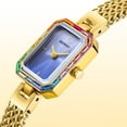 thumbnail image 3 of BERNY Small Gold Watch for Women, Dainty Ladies Quartz Watch with Square Dial, Stainless Steel Bracelet Watch Band, Waterproof Watch Mother's Day Gift for Women, Blue, 3 of 11