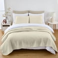 thumbnail image 2 of Chezmoi Collection Austin King Oversized Bedspread Set, 3-Piece Lightweight Microfiber Quilted Coverlet for All Seasons, Ivory, 2 of 9
