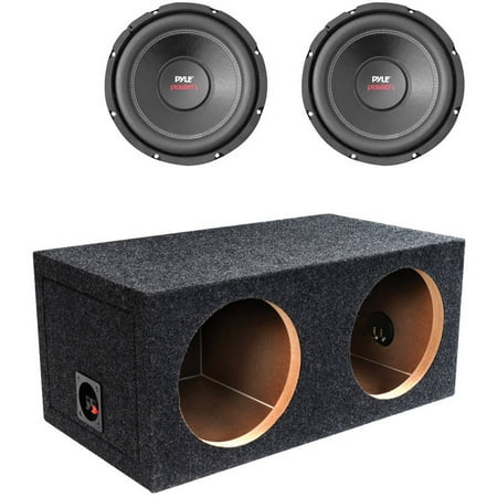 2-Pack Pyle PLPW12D Power Series Dual Voice-Coil 4-Ohm Subwoofer 12" 1,600 Watts and Qbox 12DO2S 12" Dual Sealed Enclosure