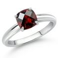 thumbnail image 2 of Gem Stone King 10K White Gold Red Garnet Solitaire Engagement Ring for Women (0.95 Cttw, Gemstone January Birthstone, Cushion Checkerboard 6MM), 2 of 4