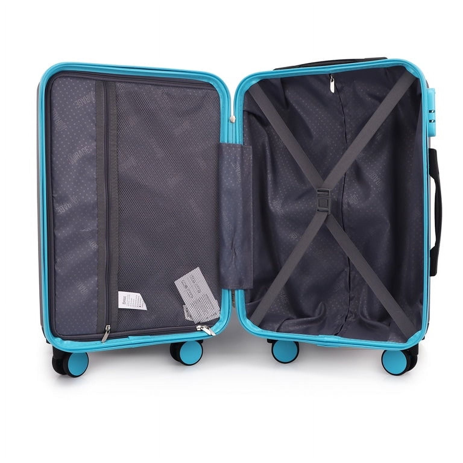 Mona ABS Hard shell Lightweight 360 Dual Spinning Wheels Combo Lock 28" 24", 20" 3 Piece Luggage Set / Indigo & Red