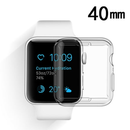 Rubber Protector Case Apple Watch Series 4 40mm Case Screen Protector, by Insten iwatch accessories TPU Rubber Candy Skin Protective Case Cover For Apple Watch Series 4 40mm, Clear ()