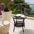 thumbnail image 5 of Outdoor Side Table Set of 2 Wicker End Table for Patio Rattan Side Table for Outside Brown Outdoor Patio Coffee Table with Storage & Glass Table Top Round for Backyard Porch, 5 of 8