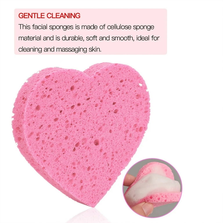Heart Shape Face Sponge Facial Sponges Compressed Natural Cellulose Sponge  for Washing Face Cleansing