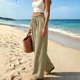 thumbnail image 4 of ZHYou No Boundarie Women's Wide Leg Pants Ruffle High Waist Drawstring Lightweight Flowy Loose Casual Full Length Trousers,Khaki,Size S, 4 of 6