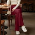 thumbnail image 5 of Women's High Waisted Wide Leg Pants Trousers Slacks Bottoms Elastic Drawstring Waistband 4 Pockets Solid Color Linen Flowy Comfortable Casual Daily Lounge Wear Beach Vacation Travel Essentials for Wo, 5 of 8