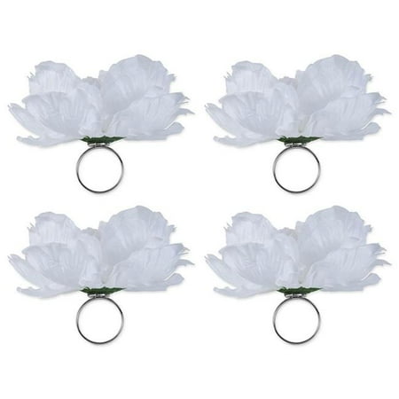 

Peony Napkin Ring Set - White - Set of 4