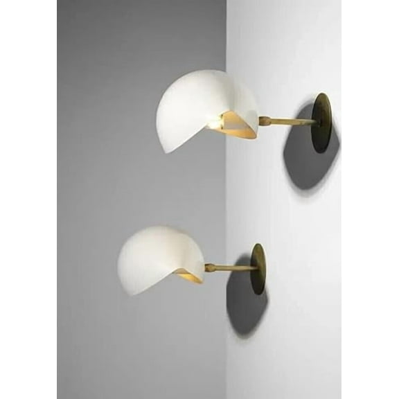Pair of Beige Modern Italian Wall Lights Maxina Vintage Design Moderne Wall lamp with White Powder Coat