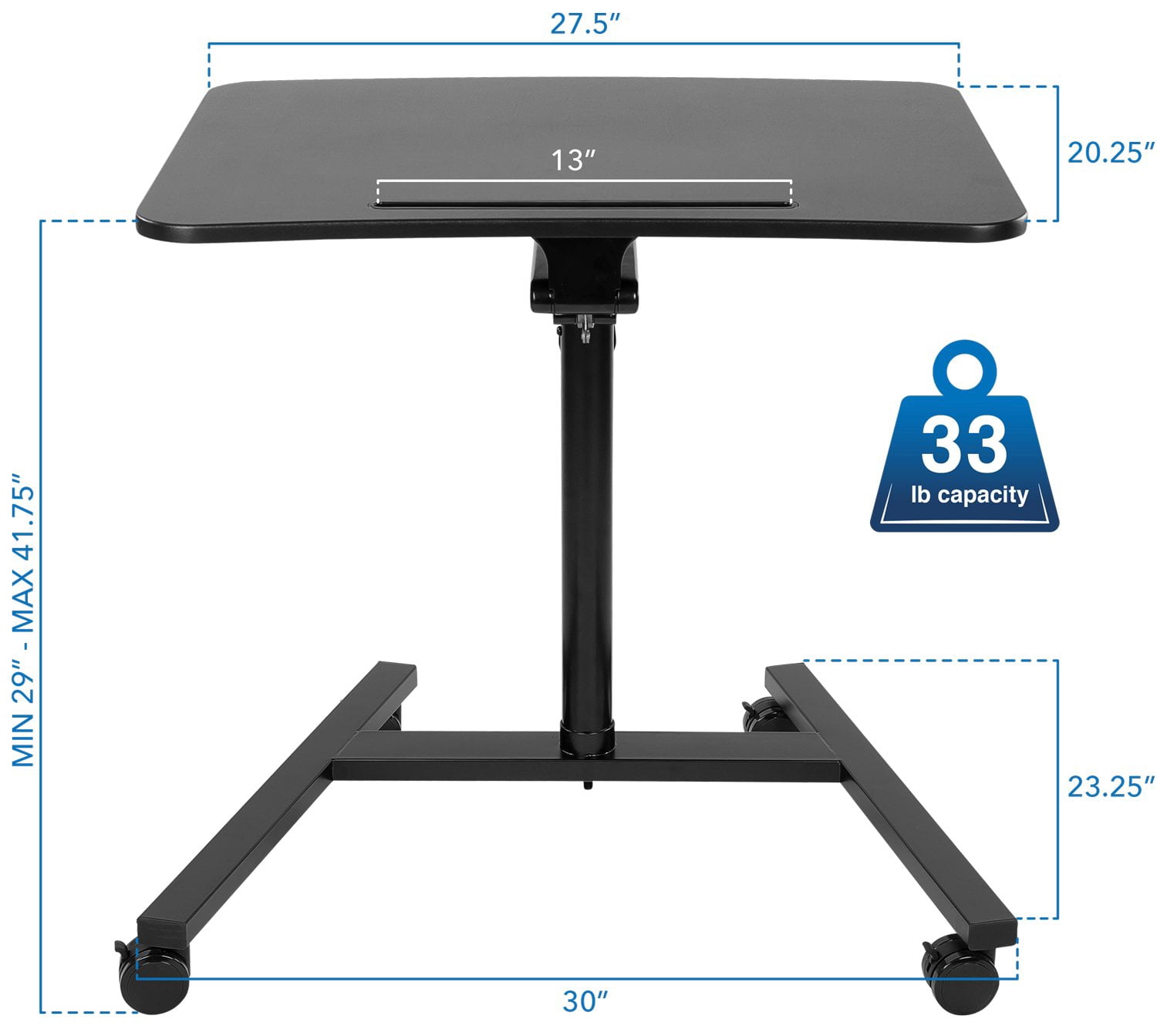 Mount-It! Mobile Standing Desk w/ Locking Wheels