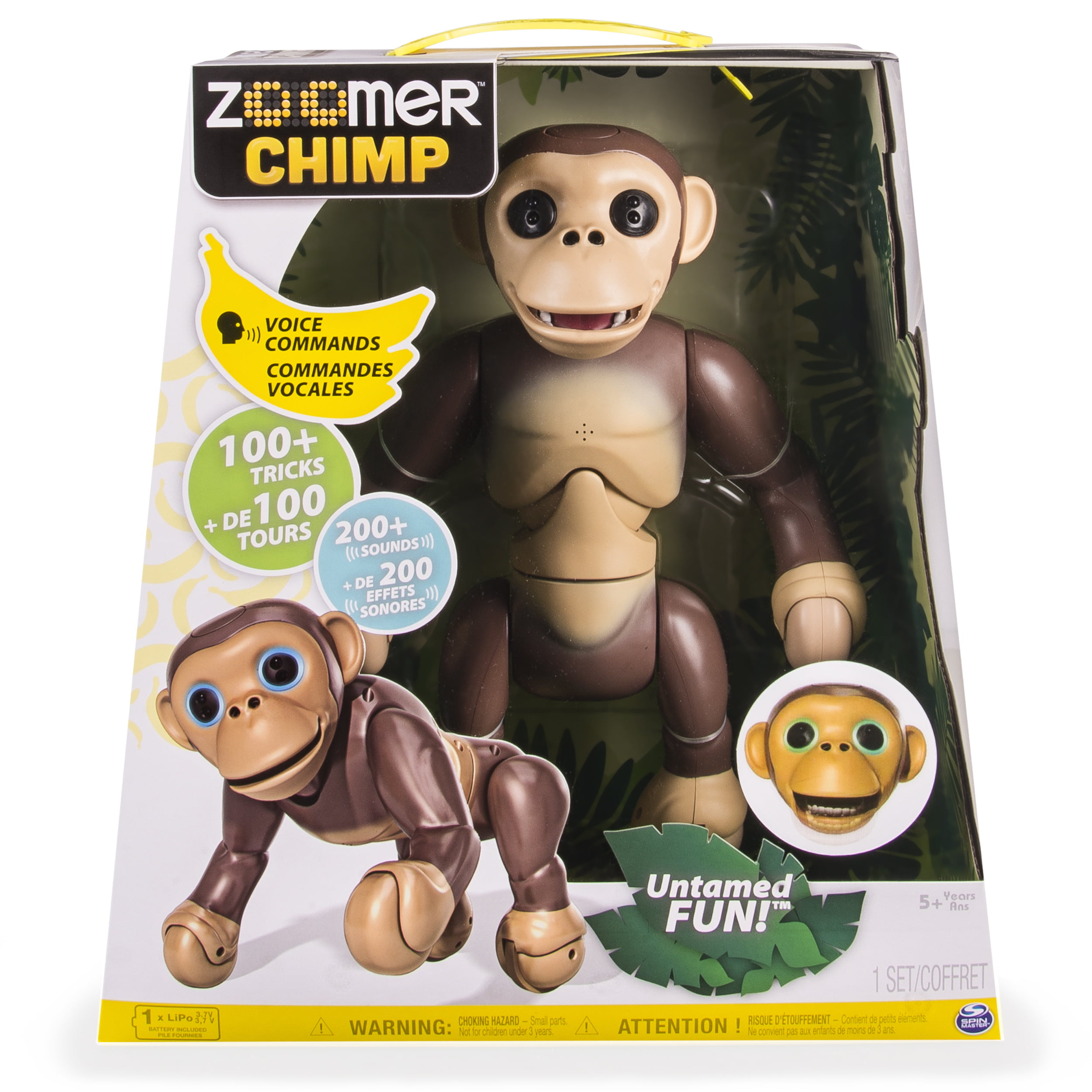 Zoomer Chimp Robot Monkey Ages 5 Toy Girls Boys Fun Spin Master Voice Command for sale online 