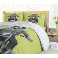 thumbnail image 5 of Ambesonne Whimsical Duvet Cover Sets, Raccoon Rides Motorcycle, 2-Queen, Pale Green and Grey, 5 of 7