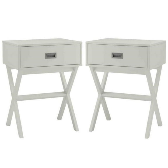 Home Square Designs2Go Landon End Table in White Wood Finish - Set of 2