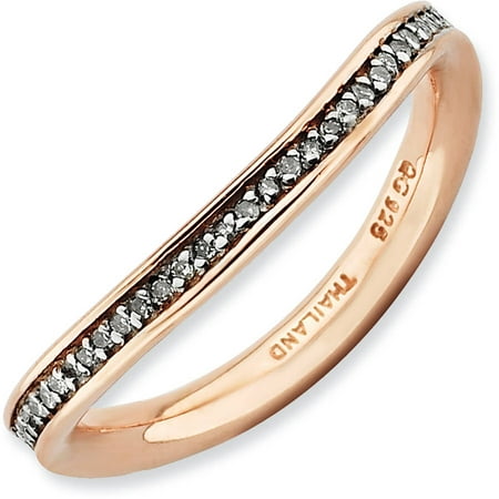 Stackable Expressions Diamond Sterling Silver Pink-Plated Wave Ring