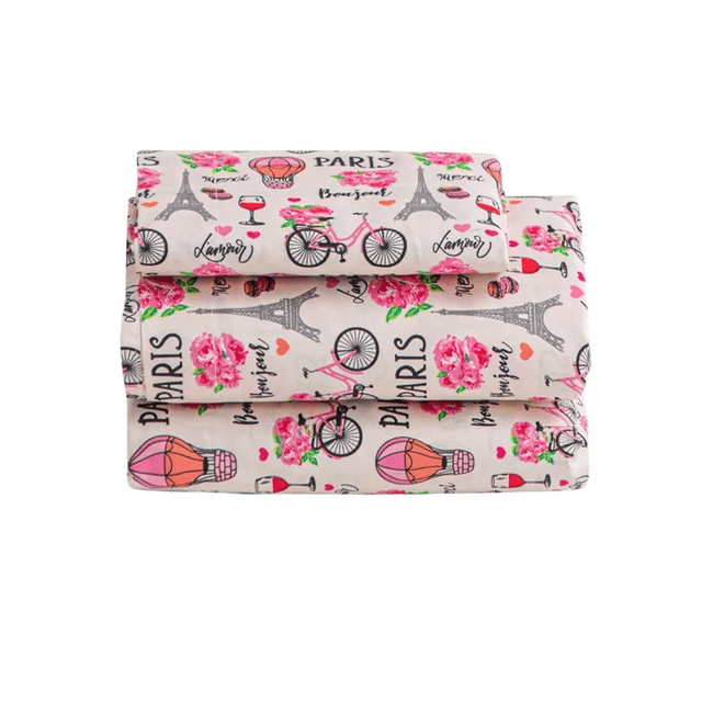 Juego De Sábanas Matrimonial Estampado Emily de Microfibra Suave Blancos Xtellar multicolor