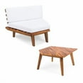 thumbnail image 2 of Acacia Wood Corner Sofa With Water-Resistant Cushions For Indoor Outdoor Use, 2 of 13
