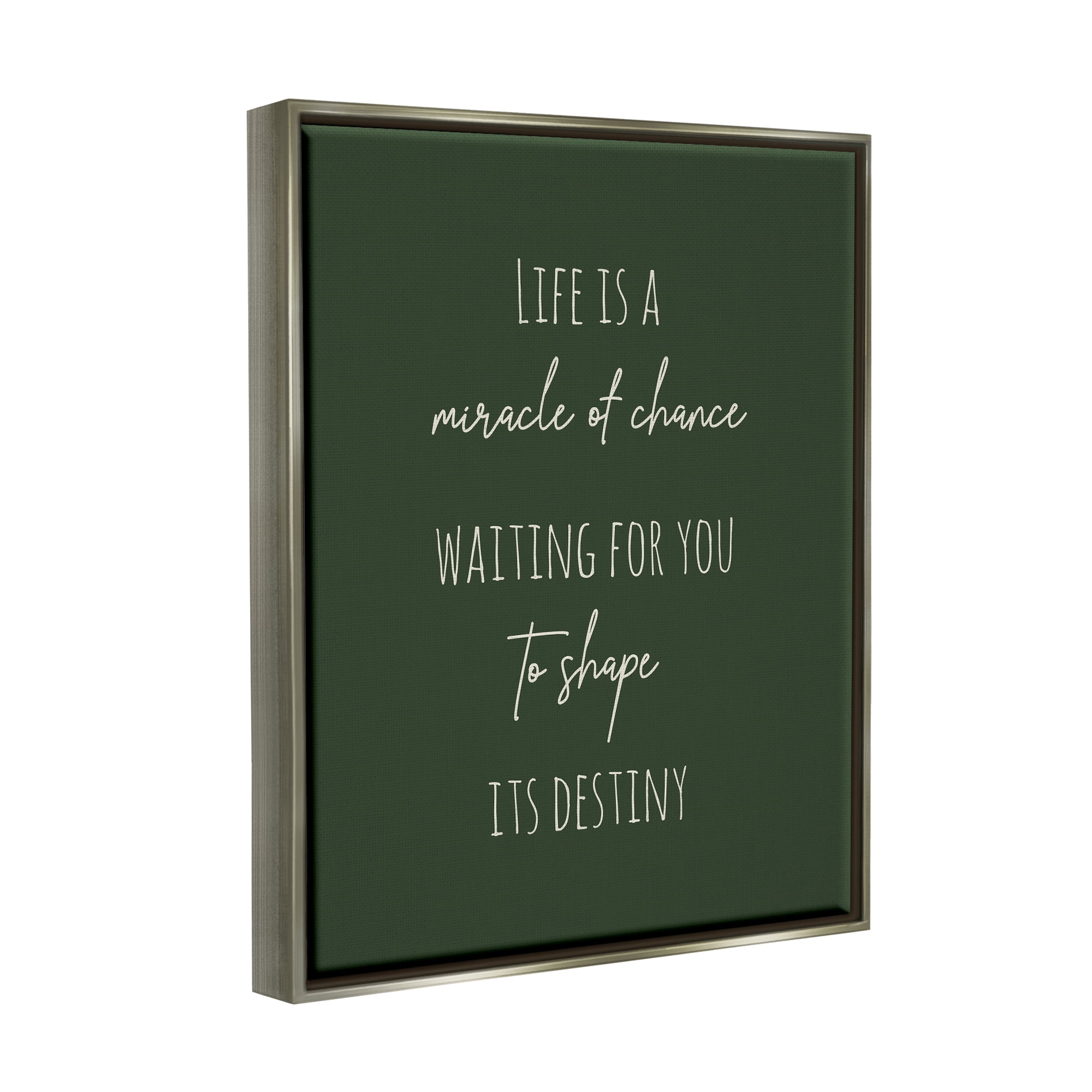 Stupell Industries Shape Life's Destiny Phrase Inspirational Painting Gray Floater Framed Canvas Art Print Wall Art, 25 x 31