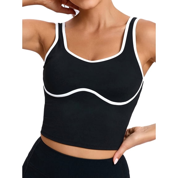 RUNNING GIRL Women's Yoga Tank Top with Built-in Bra, Sleeveless Athletic Workout Tank, Racerback Crop Sports Top for Yoga, Gym, Running