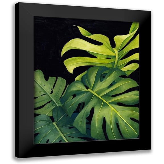 Popp, Grace 12x14 Black Modern Framed Museum Art Print Titled - Night Monsteras I