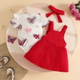 thumbnail image 5 of HCNTES Toddler Girls Summer Outfit Round Neck Short Sleeve Smocked T-shirt Elastic waist Casual Pants 2Pcs Cartoon Print 2PCS Set(L01-Red,3-6 Months), 5 of 5