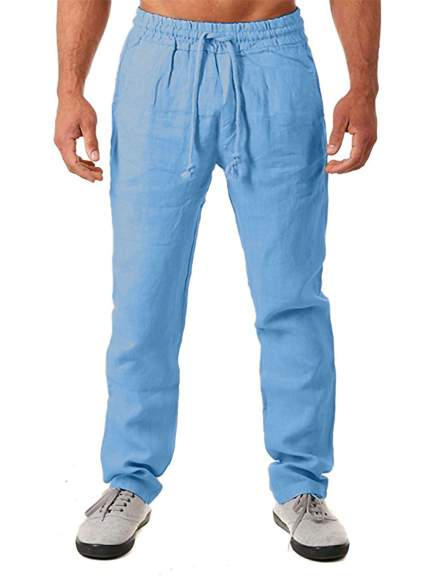 Men's Trousers Summer Thin Loose Straight Pants Men's Linen Casual Pants Large 