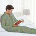 thumbnail image 6 of Naloa Pig Face With Sunflower Men’s Pajamas Set - Long Sleeve Button Down Sleep Shirt and Pajama Bottoms Sleepwear Set-Medium, 6 of 7