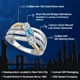thumbnail image 2 of Gem Stone King 925 Silver and 10K Yellow Gold Lab Grown Diamond and Swiss Blue Topaz and Lab Grown Diamond Engagement Ring for Women | 1.05 Cttw | Round 4MM | April Birthstone | Size 7, 2 of 6