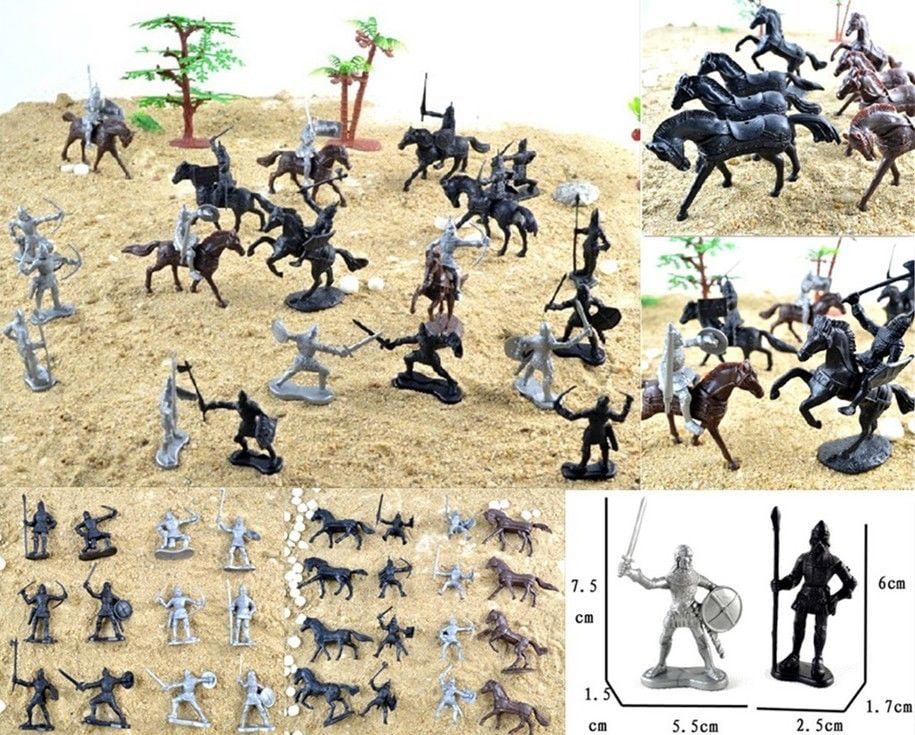 28PCS Soldier Model Medieval Knights Warriors Figures Playset Kids Toy Gifts 