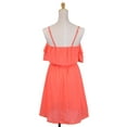 thumbnail image 2 of En Creme Darling Flowy Butterfly Ruffle Neckline Crochet Dot Hem Coral Dress, 2 of 4