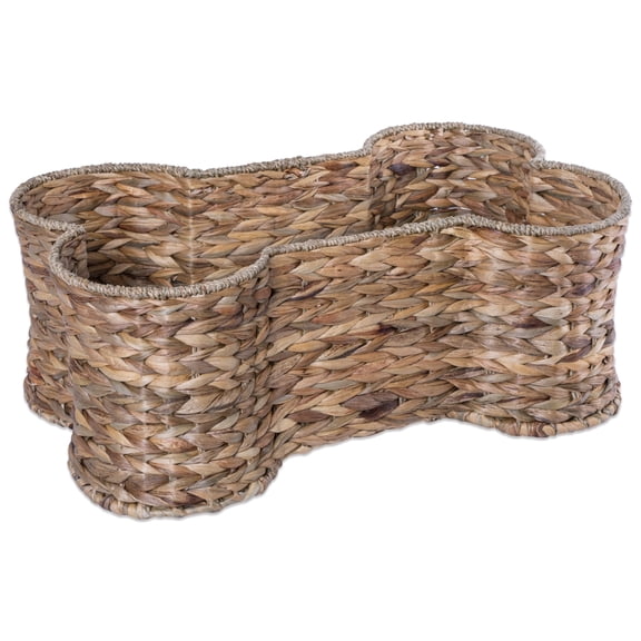 Bone Dry Pet Storage, Bone Shape Hyacinth Toy Basket, Natural, Small