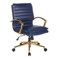 thumbnail image 1 of Pemberly Row Mid-Back Faux Leather Chair with Gold Finish in Navy Faux Leather, 1 of 6