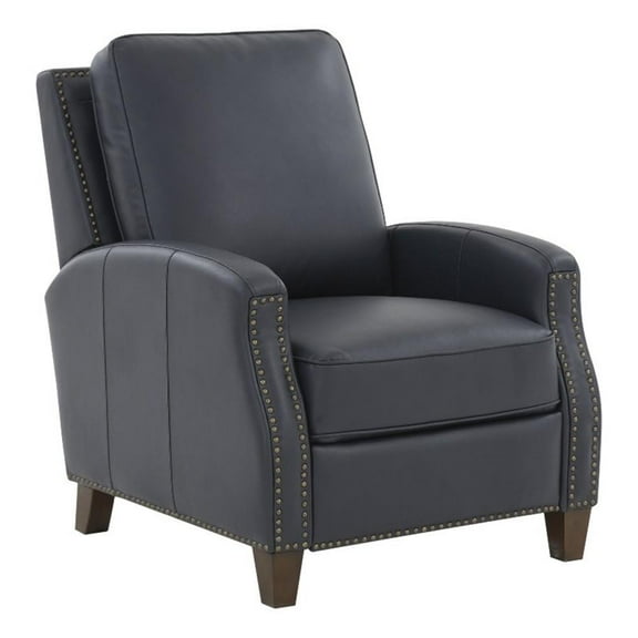 Pemberly Row Modern Midnight Blue Faux Leather Push Back Recliner