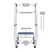 step2bed Mini Step Stool with Handle for Elderly - Adjustable Height Bed Safety Rail for Seniors with Handicap Grab Bars - Stainless Steel Portable Step Stool for Bed (300 LBS Capacity)
