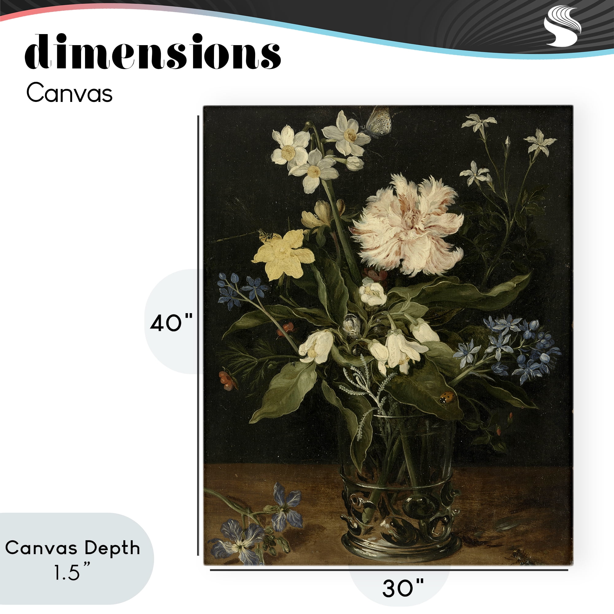 Stupell Industries Chrysanthemum & Flowers in Vase Canvas Wall Art, design by Vintage Hustle